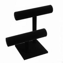 Velvet Bracelet Display Stand Black Finish Double Tier Jewelry Holder