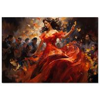 Colorful Abstract Spanish Flamenco Beauty Dancer Girl With Red Skirt Band Poster Canvas Painting Wall Art Pictures Home Decor 21cm×30cm NoFrame brown