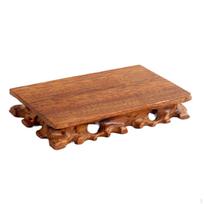 Retro Wooden Base Figurine Sculpture Display Stand Buddha Statue Stone Home Office Decoration brown