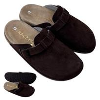Comfortable flip-flops traczyk contoured choco orthopedic natural leather size 42 gray