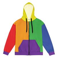 Old School Cool Kidcore Colorblock Unisex Zip Hoodie Long Sleeve Loose Fleece Hooded Sweatshirts Zipper Casual Colorful Clothing L multi