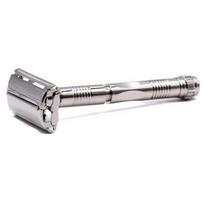 Parker Safety Razor, 90R Long Handle Men’s Butterfly Open Safety Razors with 5 Parker Premium Platinum Double Edge Razor Blades – Men’s Safety Ra gray