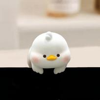 Desk Ornament Screen Animal Model Flocking Center Console Doll  Monitor Screen Duck beige