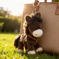 Animacinis stiliaus minkšto žaislo pakabukas Mini ponis pliušinis ponis raktų pakabukas Kuprinės dekoracija ruda
