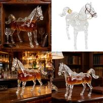 B0KB Multifunctional Horse Decanters 1000ml Glass for Multiple Beverages Including Whiskeys Coffee Serving CN brown