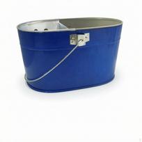Oval Metal Mop Bucket Reflective Finish Iron Builtin Handle Cleaning Container for mėlyna