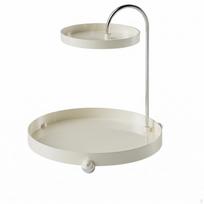 2Tier Tray Rack Glossy Finish BirdShaped Raised Edges Tabletop Organizer for Display Cream Cream White white