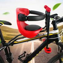 Dviračio vaikiška priekinė sėdynė Saugos vežimėlis su apsauginiu turėklu ir kojų pedalais red