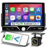 Automobilio radijas 1 DIN su USB, Android Auto, CarPlay, Mirror Link ir galinio vaizdo kamera
