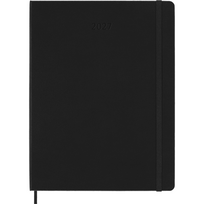 Kalendorius - užrašų knygelė Moleskine PRO 2027, 13 x 21 cm, savaitė vertikali, kietu viršeliu, juodos spalvos