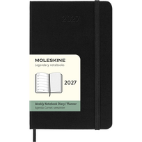 Kalendorius - užrašų knygutė Moleskine 2027,  9 x 14 cm, savaitė, kietu viršeliu, juodos spalvos