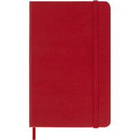Kalendorius - užrašų knygutė Moleskine 2027, 9 x 14 cm, savaitė, kietu viršeliu, raudonos spalvos