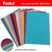 Gofruotas brokatinis popierius Glitter mix A4, 270 g/m2