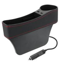 Automobilių aksesuarai Sėdynės tarpo tarpas Dvigubas USB įkroviklis Telefono buteliuko puodeliai Laikiklis Dėžutė Automobilių laikiklis Dėžutė Tvarkymas Odinė automobilio sėdynės tarpų laikymo dėžutė Black left black