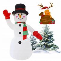 Pripučiama Kalėdų sodo dekoracija SNOWMAN su LED, 240 cm
