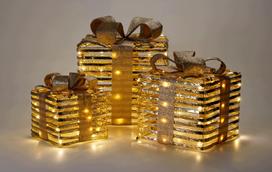 LED kalėdinių dekoracijų rinkinys „Gold“, 3 vnt.