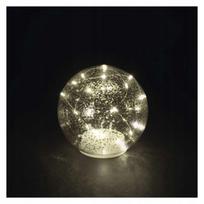 LED stiklinis kalėdinis burbulas, auksinis, 15 cm, šiltai balta, vidaus, 3x AA