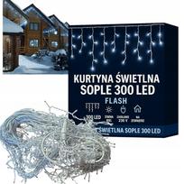 LED lempučių užuolaida SOPLE 300, šaltai balta, 12 m, lauko, FLASH