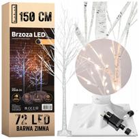 Dirbtinė beržo LED eglutė, 150 cm, 72 šaltai baltos šviesos lemputės