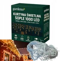 Lempučių girlianda SOPLE 1000 LED, šilta balta, užuolaida, FLASH efektas, 40 m