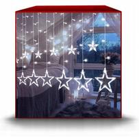 LED užuolaidinės lemputės STARS, šaltos baltos, kalėdinė girlianda