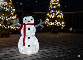 Šviečianti baltos spalvos LED dekoracija sodo sniego senis, 72 cm
