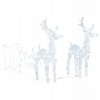 Kalėdinė LED elnių ir rogių dekoracija, 130 cm, šaltai balta