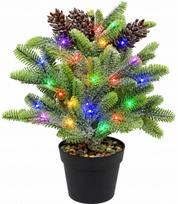 Dirbtinė eglutė su LED, snieguota, 30 cm, vazonėlyje