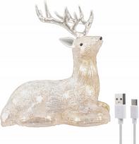 LED elnio figūrėlė, balta akrilo, su laikmačiu, 21,5 cm