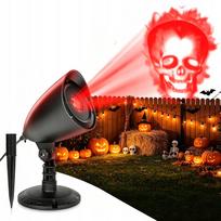 Lauko LED projektorius su 3D kaukolės raštu ir laikmačiu