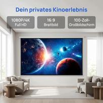 Projekcinis ekranas 100" 16:9, nešiojamas, sulankstomas, baltas, 4K HD