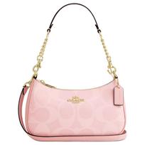 Coach Teri 25 parašo rašto dirbtinės odos peties rankinė Vidutinio dydžio moteriška peties rankinė Rožinė CAL51-IMPO Basic Set (Bag+Dust Bag) white