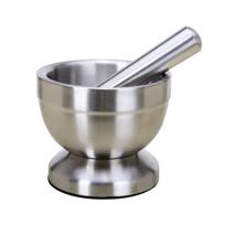 Thicken Metal Pestle Pedestal Bowl Garlic Press Pepper Spice Garlic Grinder Pot gray