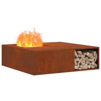 Fire Pit Brown 100 x 100 x 30 cm Weatherproof Steel
