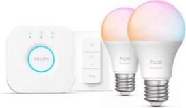 Hue Starter Kit E27 8W 2200-6500K 806lm 2pcs., White and Color Ambiance + bridge + dimmer 929004235410 | 8721103103659