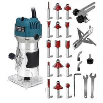 110V Hand Palm Router Tool Kit, 800W Power with 30000RPM High Speed, Includes 15 1/4  Router Bits Set