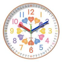 Teaching Wall Clock Silent Wall Watch Educational Kids Home Decor Creative Gift For Preschoolers Toddlers (as the picture,8 inch) gray