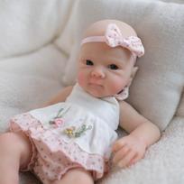8Inch Waterproof Bettie Reborn Silicone Girl Doll Toy Handmade Paint Skin Soft Touch Silicone Girl Doll Toys Solid And Elastic Bebe Dolls gray