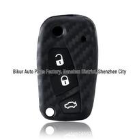 Fiat Panda, Bravo, Doblo, 500 Carbon Fiber Texture Silicone Car Remote Key Cover Cross-Border Accessories juoda