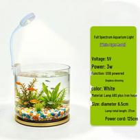 Full Spectrum LED Aquarium Light with USB - Mini Clip-On for Small Tanks and Aquatic Plants Diameter 6.5cm, Length 6.5cm white