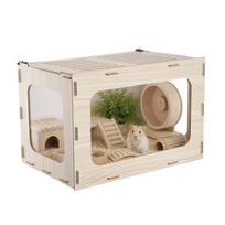 VEVOR Wooden Hamster Cage 605 x 405 x 405 mm 270 degrees Viewing Hamster Habitat, Chewproof Small Animal Cage with Openable Top 60.5 x 40.5 x 40.5 cm