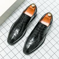Britų Mados Dizainerio Vyriški Smailūs Odiniai Batai su Aligatoriaus Raštu Oxford Brogues Vestuviniai, Promenados, Grįžtuvių Avalynė Zapatos Hombre 38 gray
