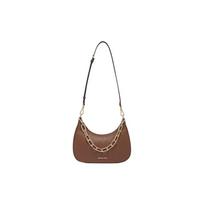 Michael Kors Cora Solid Logo Letter Chain Hardware Zipper Closure Leather Half Moon Handbag Shoulder Crossbody Bag Large Women Handbags 35S2G4CW3L-230 Basic Set (Bag+Dust Bag) gray