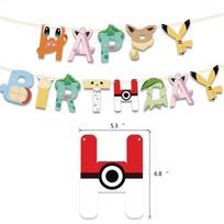 Pikachu Balionų Vėliavėlių Rinkinys Magiška Pokmon Gimtadienio Šventės Dekoracija Banner beige