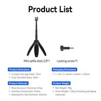 TELESIN Mini Quick Release Selfie Stick Tripod Portable Adjustable Length for GoPro Insta360 DJI Osmo Action Action Camera black