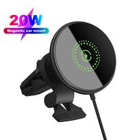 20W Magnetic Wireless Car Charger MagSafe Phone Holder Fast Charging Air Vent Mount for iPhone 16 15 14 13 12 Pro Max Black gray
