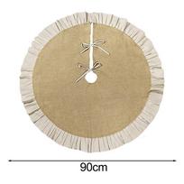 Burlap Christmas Tree Skirt Festive Party Decoration 35.4inch beige
