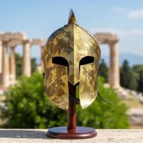 Handmade Spartan Corinthian Helmet Antique Brass Finish, Medieval Greek Warrior 300 Movie Helmet for Cosplay beige