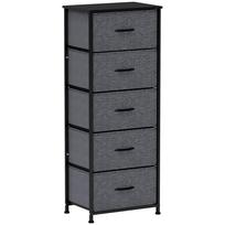 5 stalčių komoda Sandėliavimo baldai Sulankstomi audinio stalčiai - Juodas plieninis rėmas - 45 x 30 x 116 cm Tamsiai pilka 45 x 30 x 116 cm