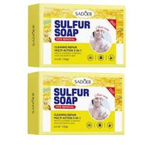1/2Pcs Sadoer Sulfur Mite Removing Facial Soap Universal Handmade Soap for Body & Face Wash Foam Moisturizing Facial Cleanser yellow